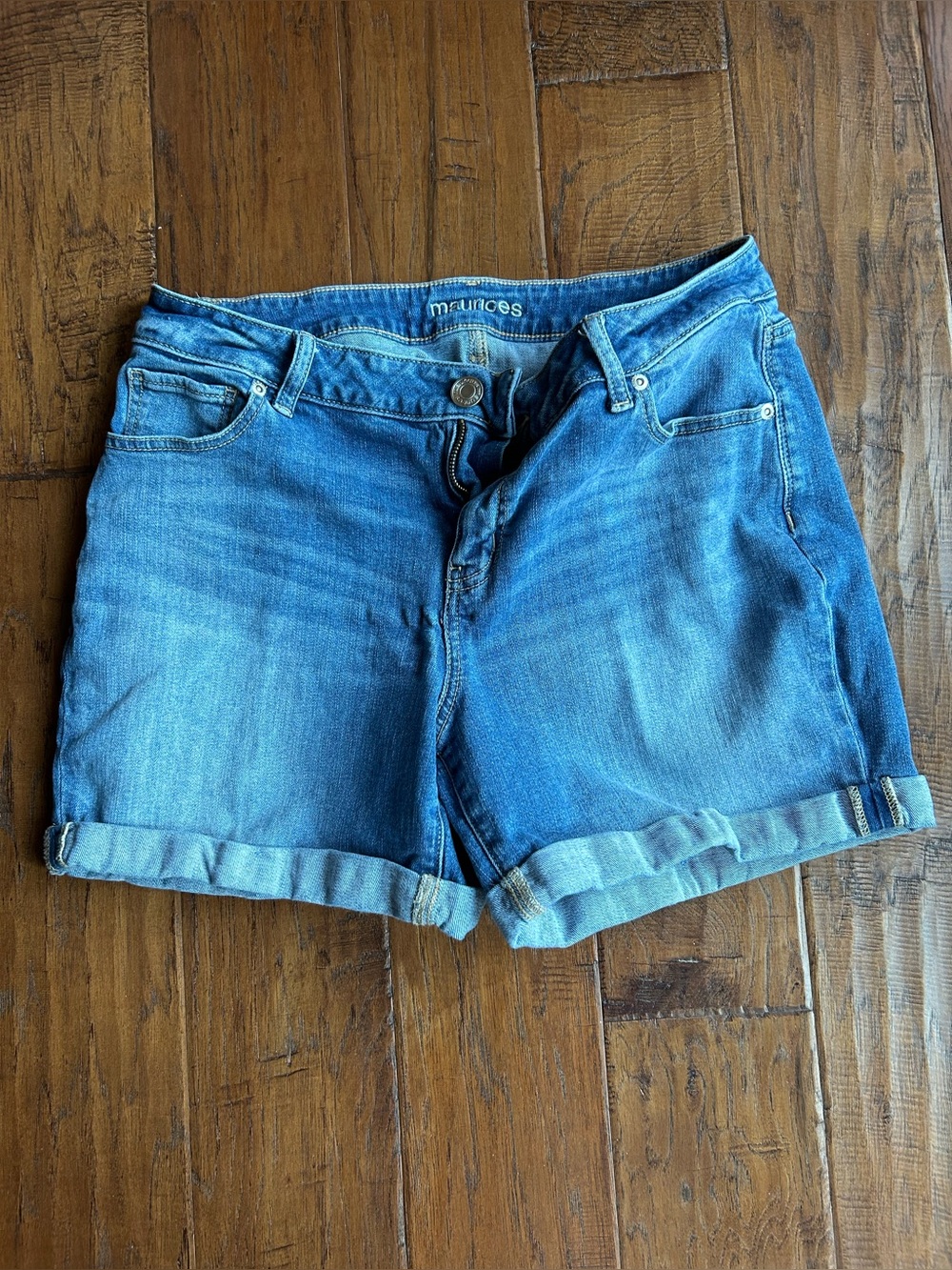 Maurices Blue Rolled Cuff Denim Shorts